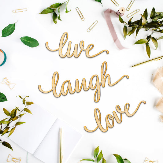 Live Laugh Love Laser Cut Wood Sign Set